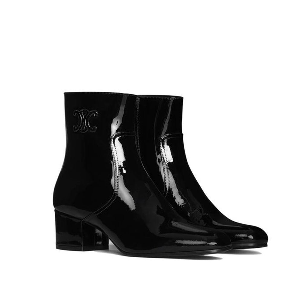 Celine Leather Triomphe Zipped Boots Glam Steals
