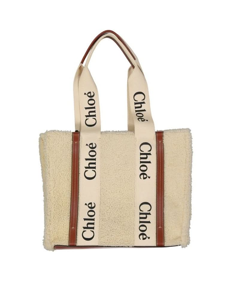 Chloé Beige Lamb Fur Tote Bag Glam Steals