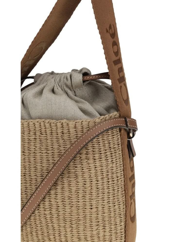 Chloé Beige Raffia Bucket Bag