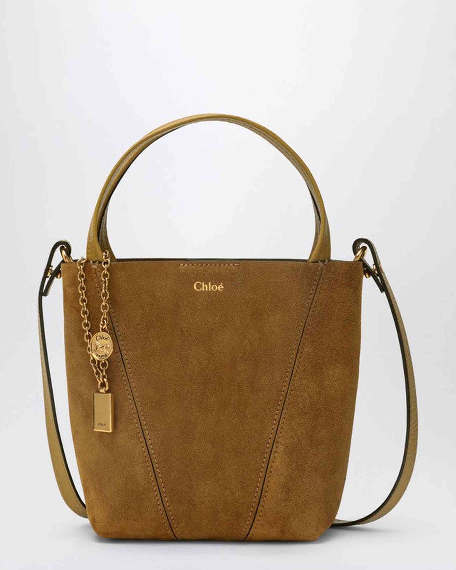 Chloé Beige Suede Small Khaki Spin Tote Bag Glam Steals