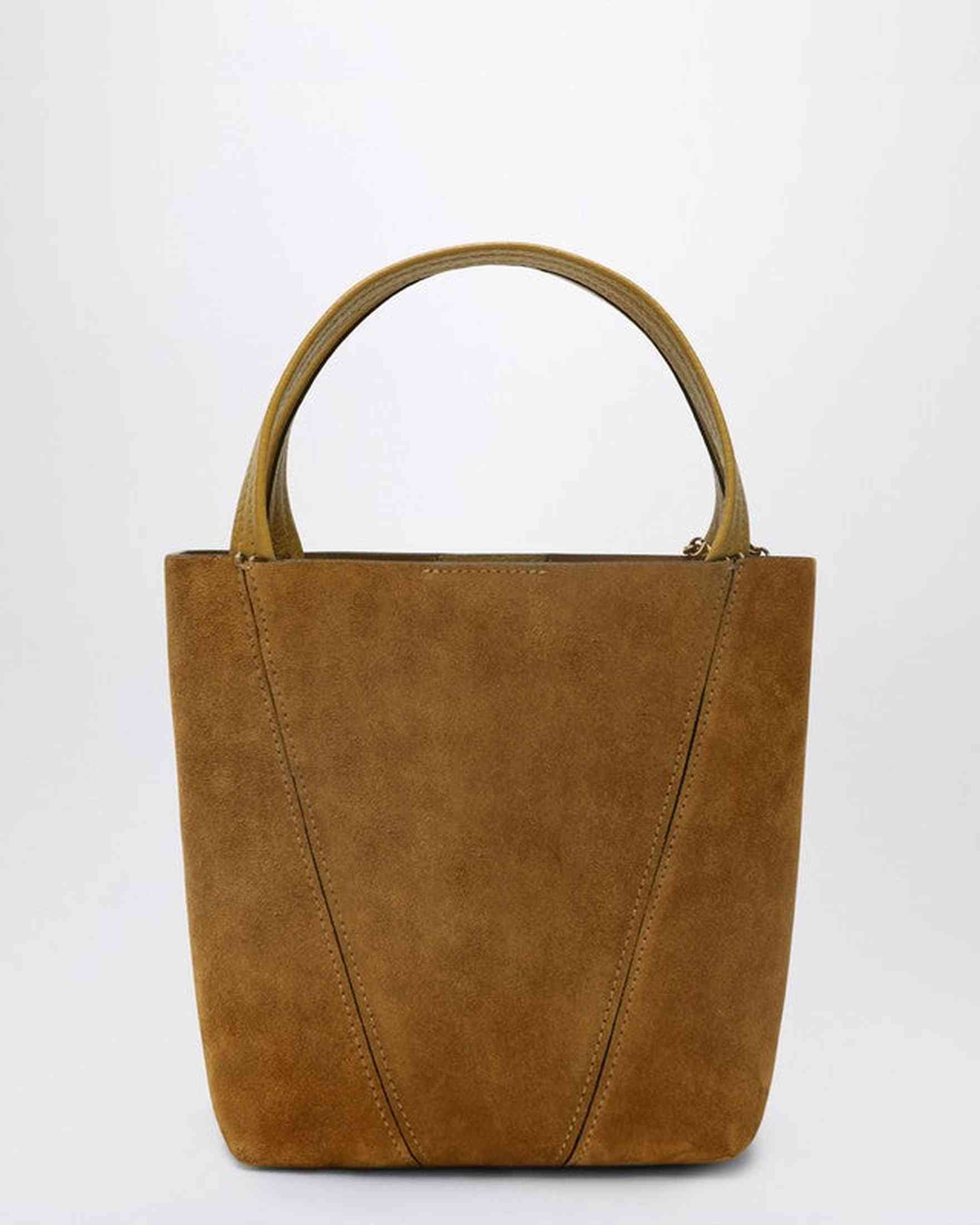 Chloé Beige Suede Small Khaki Spin Tote Bag Glam Steals