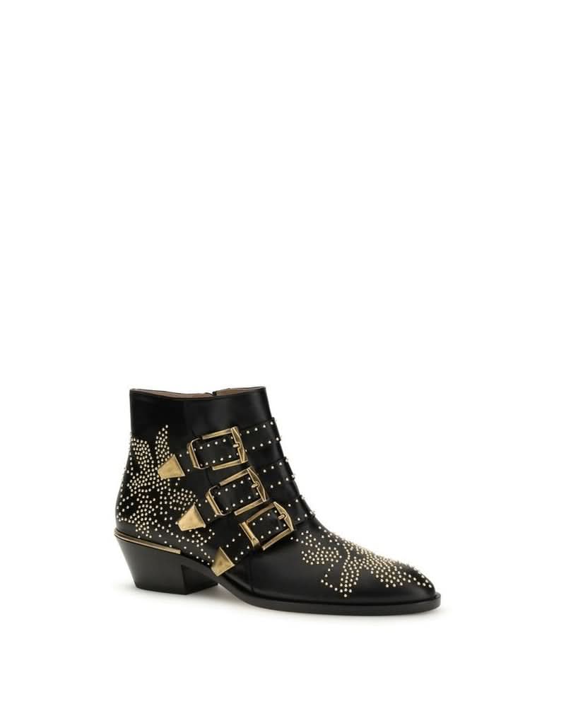 Chloé Black Calf Leather Bos Taurus Lace Up Boots Boots