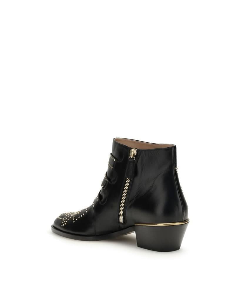 Chloé Black Calf Leather Bos Taurus Lace Up Boots Boots