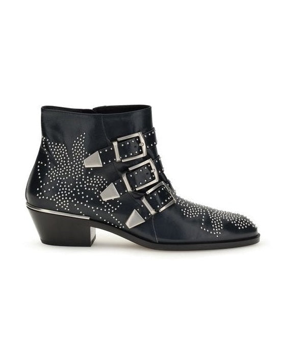 Chloé Black Calf Leather Bos Taurus Lace Up Boots Boots