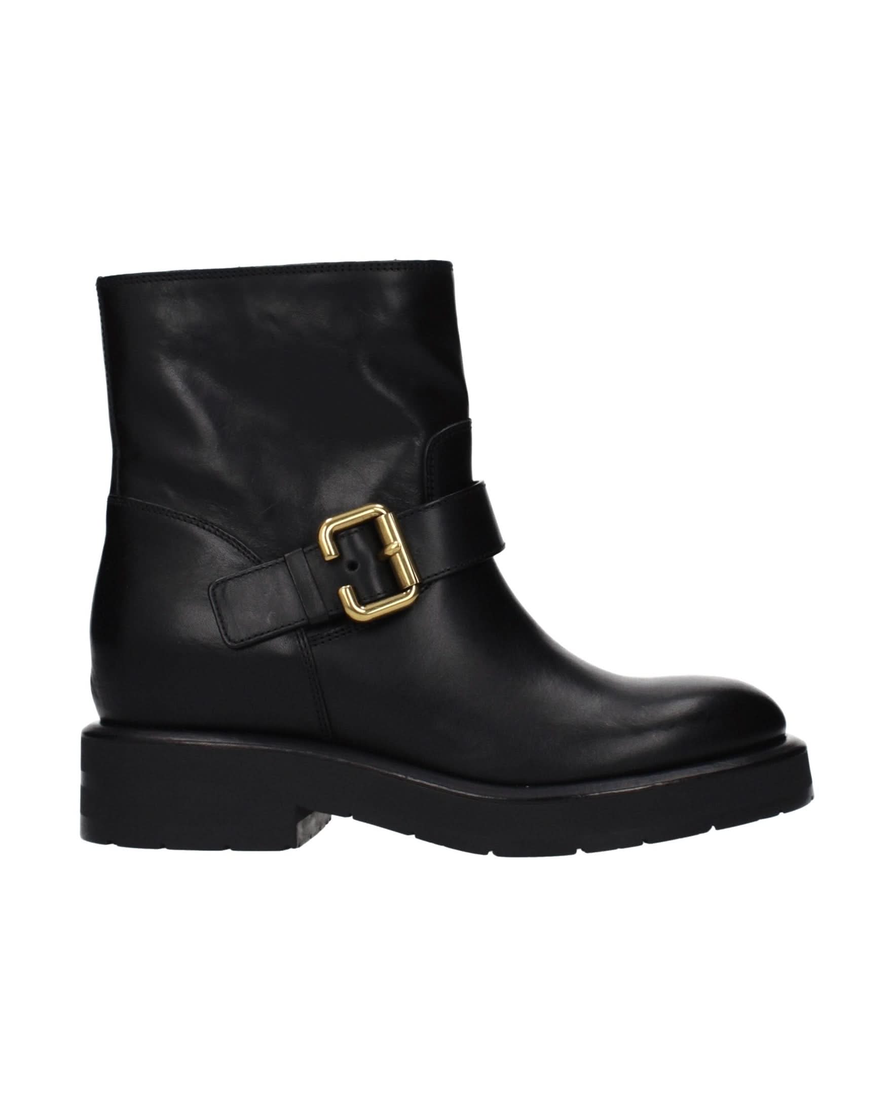 Chloé Black Leather Ankle Boots Boots
