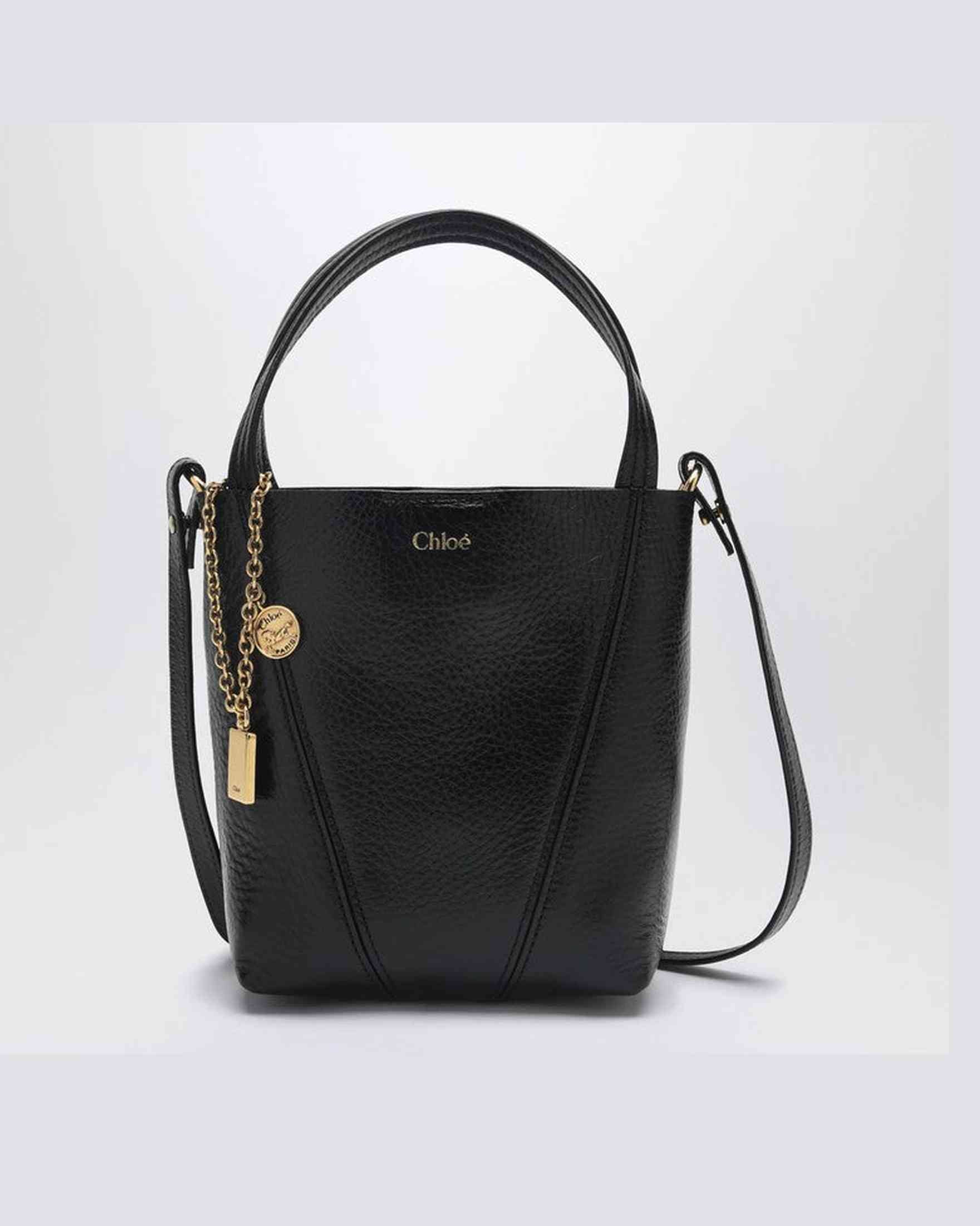 Chloé Black Leather Small Spin Tote Bag Glam Steals