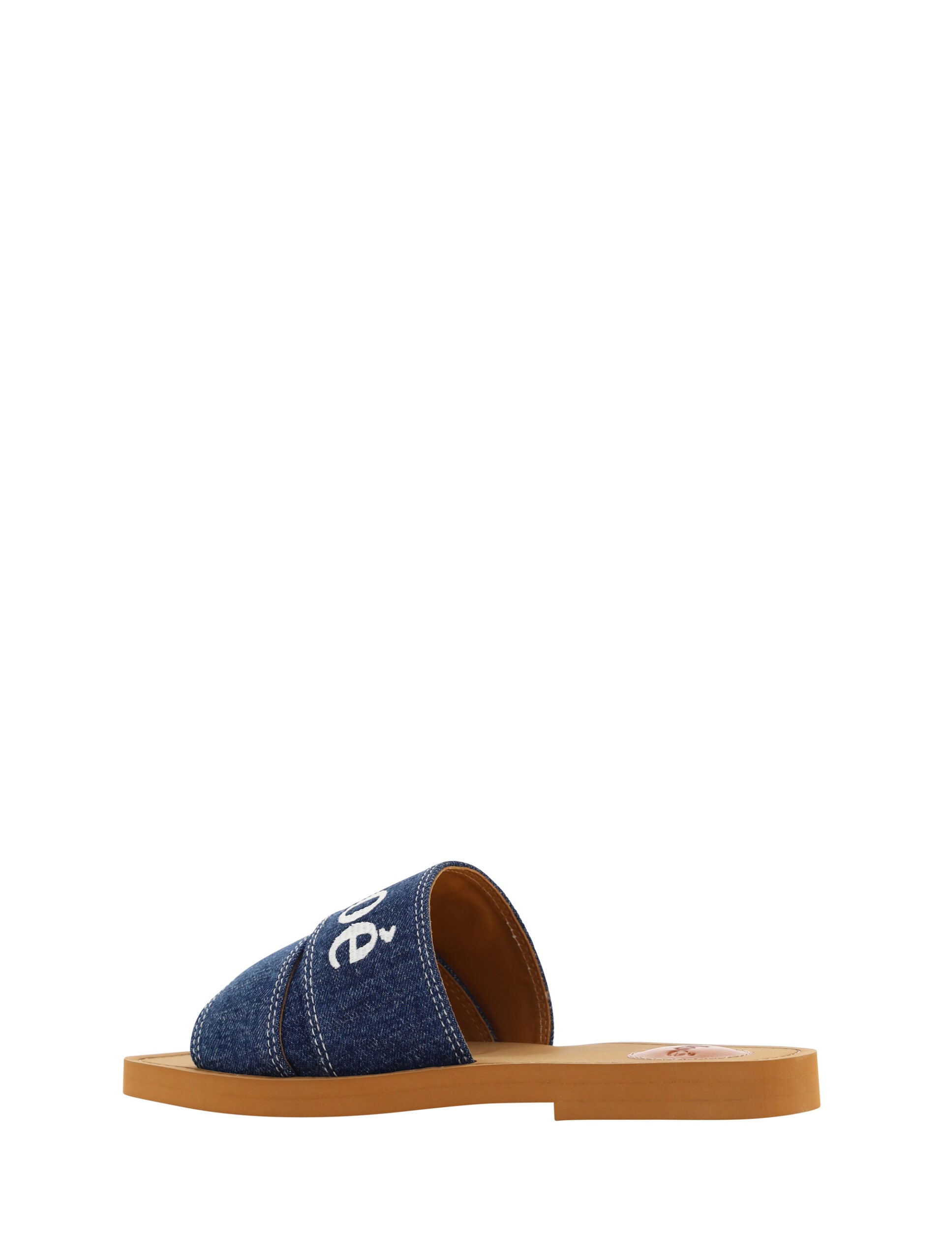 Chloé Blue Cotton Sumptuous Woody Slide Sandals In Denim Glam Steals