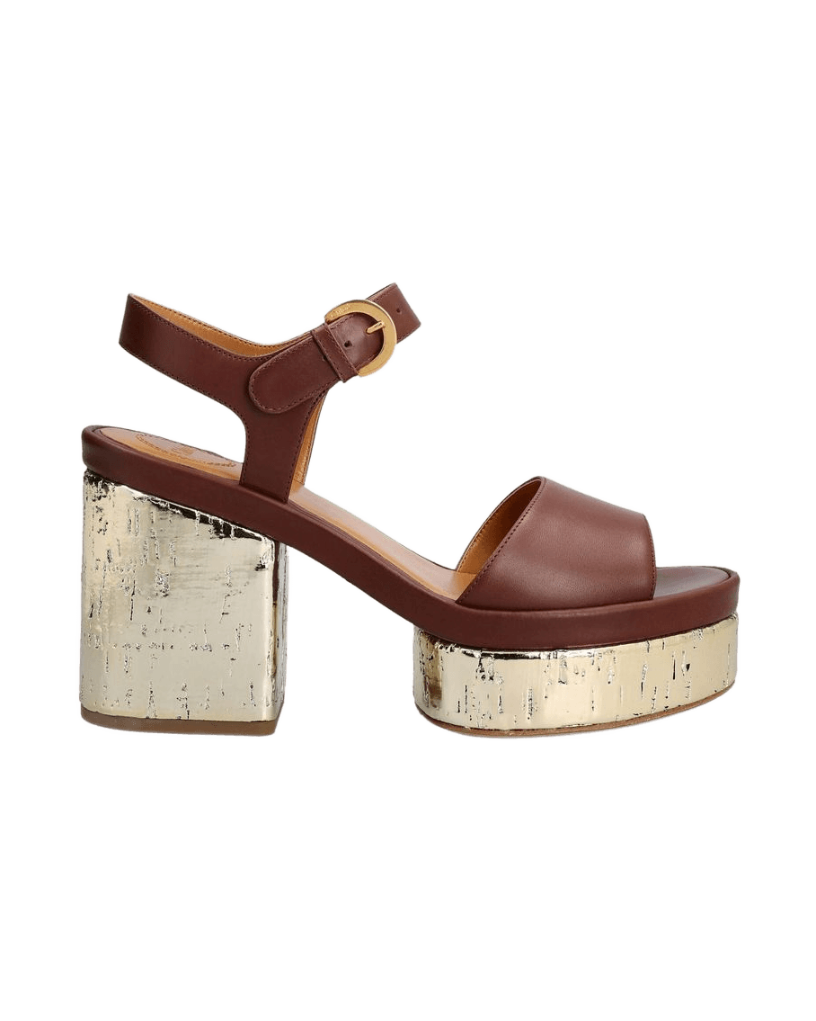 Chloé Brown Calfskin Platform Sandals Glam Steals
