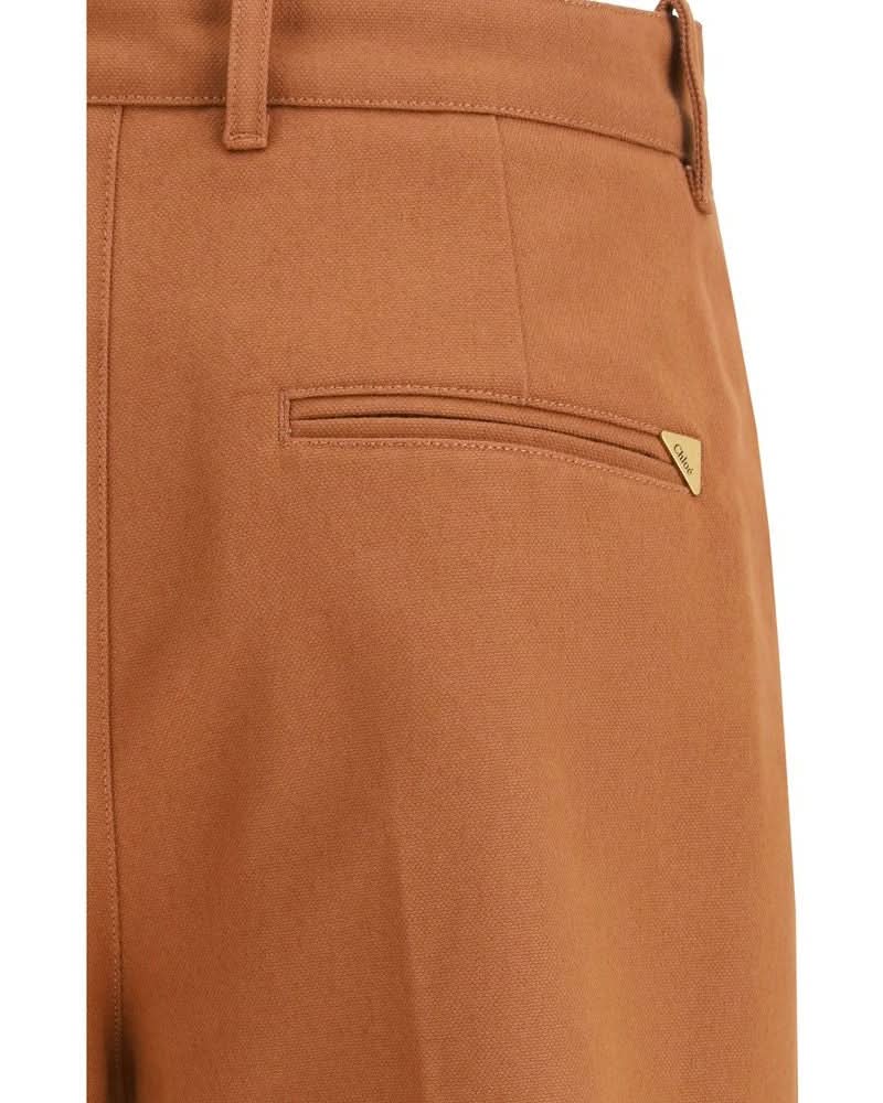 Chloé Brown Cotton Flared Pant Trousers