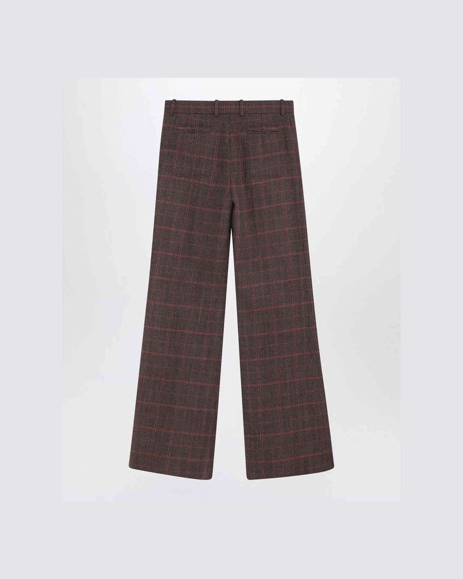 Chloé Brown Wool Flared Checkered Trouser Glam Steals
