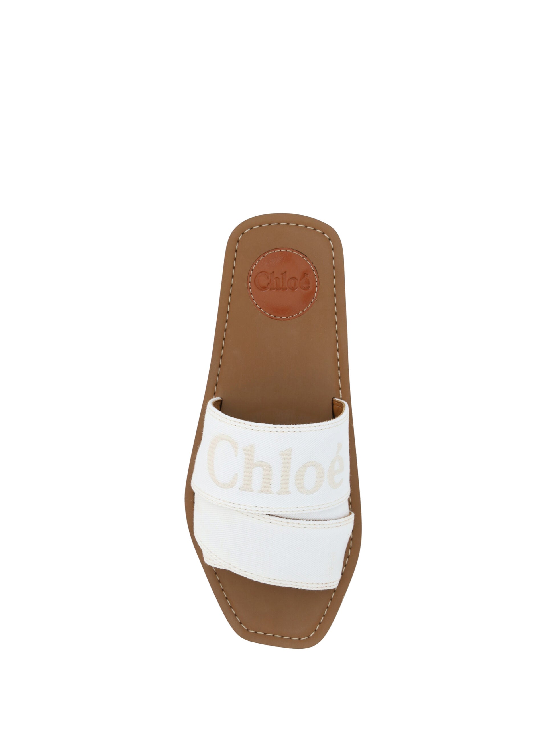 Chloé Elegant Cotton Slide White Sandals Glam Steals