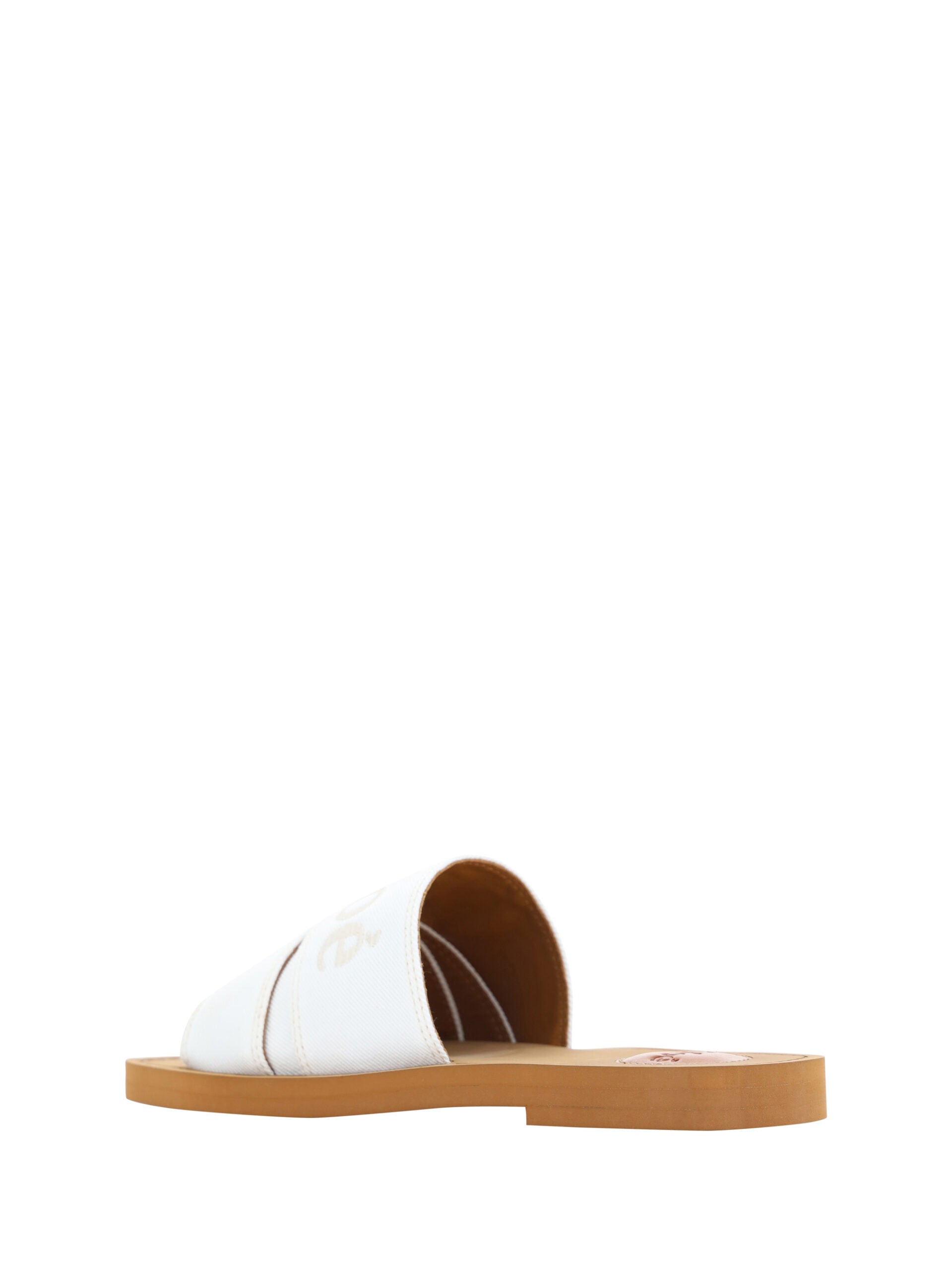Chloé Elegant Cotton Slide White Sandals Glam Steals
