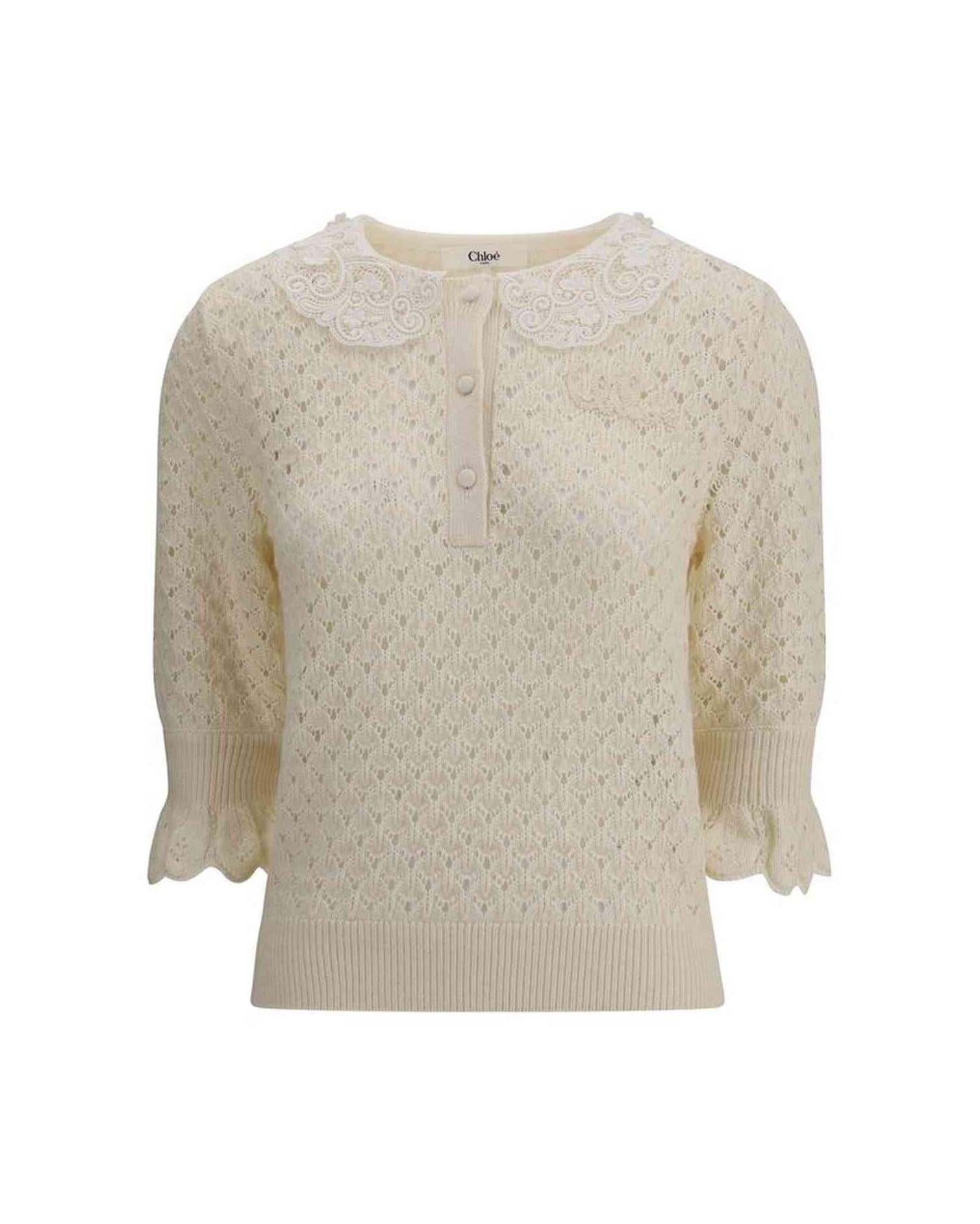 Chloé Lace Sweater With Collar Glam Steals
