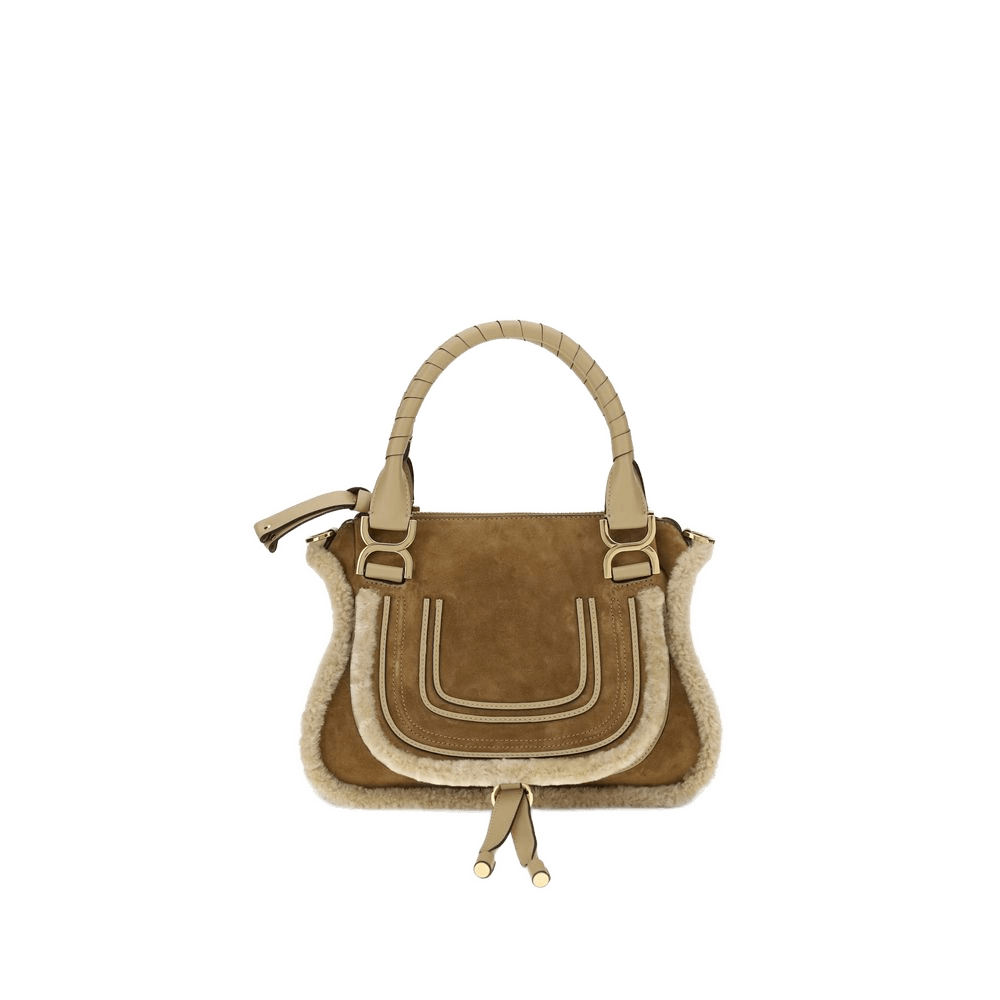 Chloé Suede and Shearling Leather Marcie Small Handbag Glam Steals