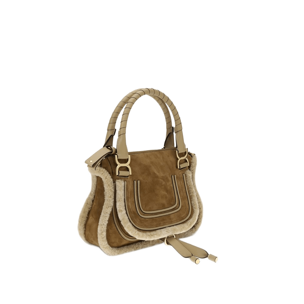 Chloé Suede and Shearling Leather Marcie Small Handbag Glam Steals