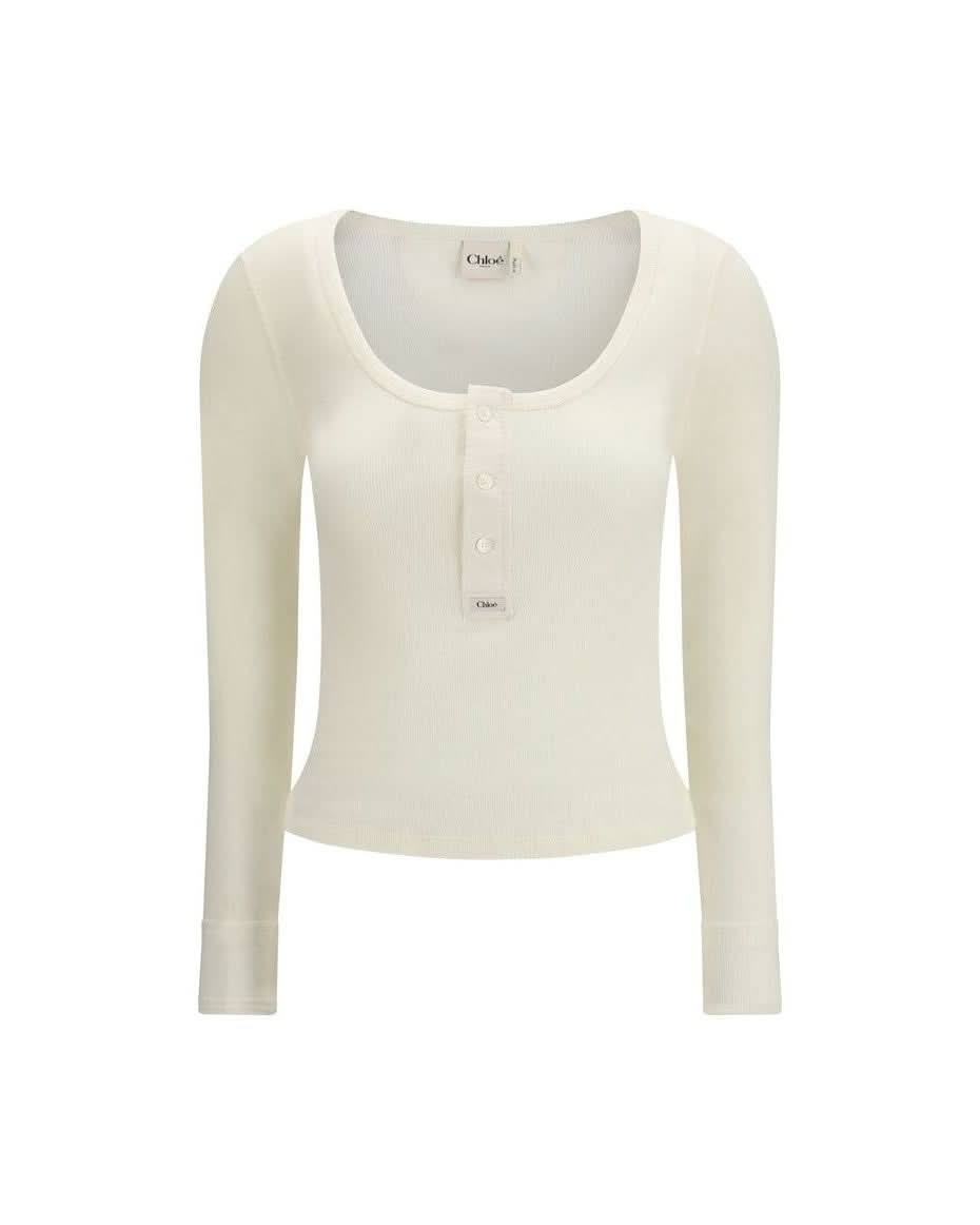 Chloé White Cotton Long Sleeve T-Shirt