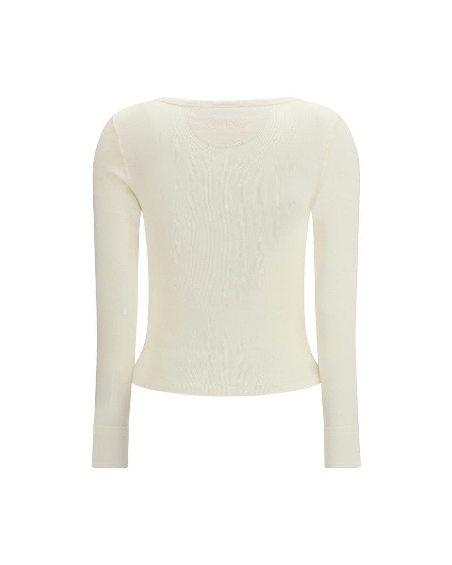 Chloé White Cotton Long Sleeve T-shirt Glam Steals