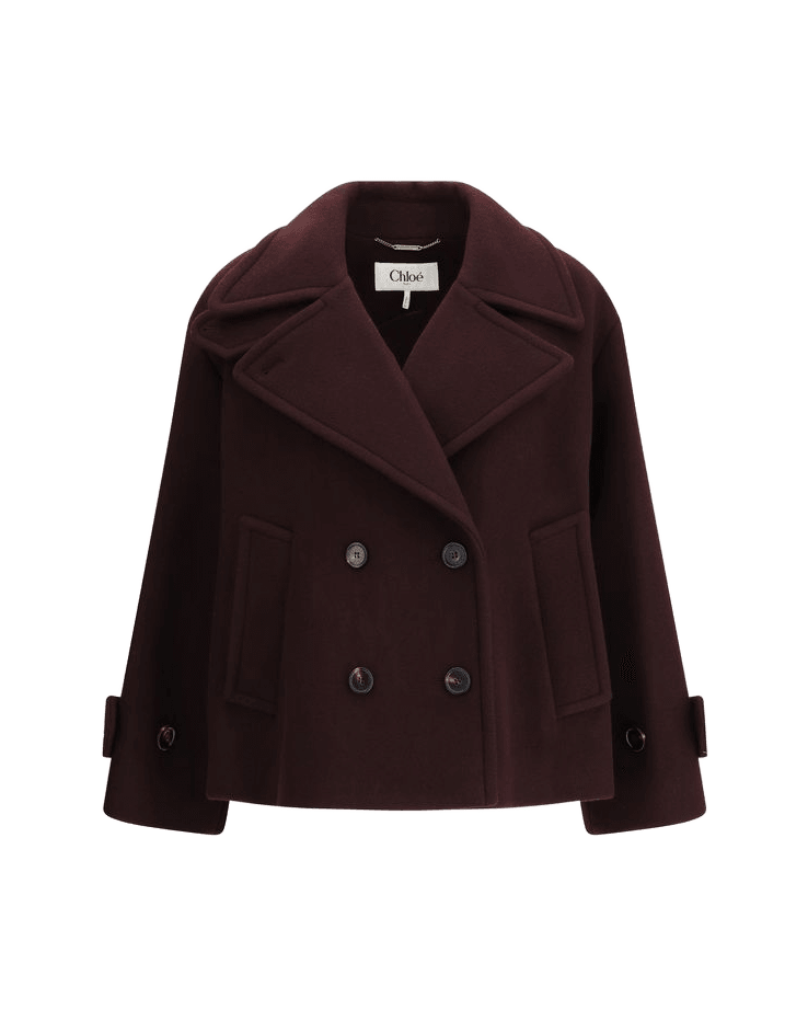 Chloé Wool Bordeaux Fleece Coat Coats & Jackets