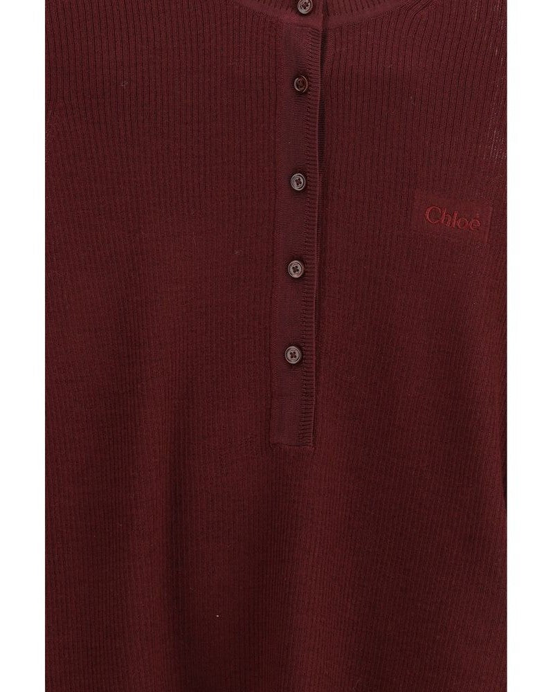 Chloé Wool Bordeaux Long Sleeve T-shirt Glam Steals