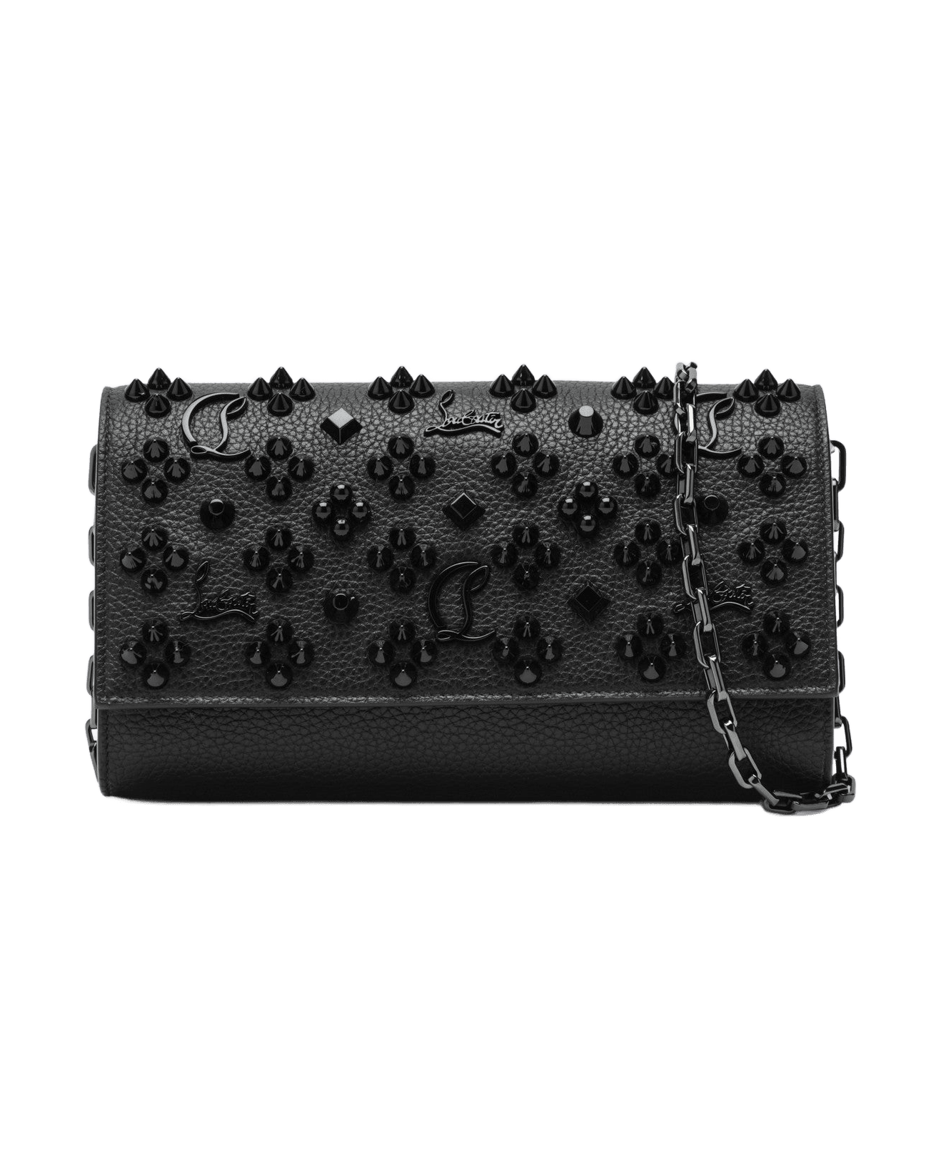 Christian Louboutin Black Clutch Paloma in Calfleather Spikes Loubinthesky Glam Steals