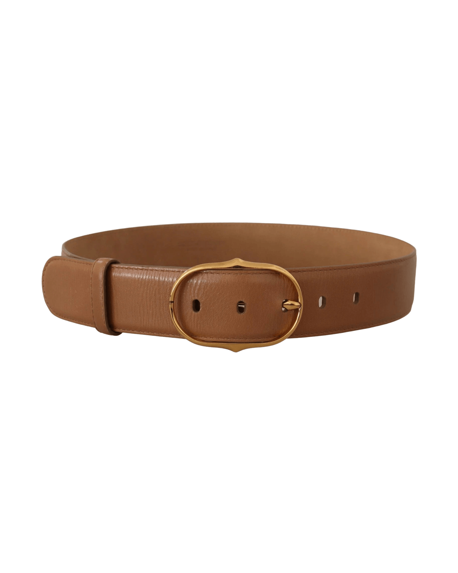 Costume National Brown Leather Metal Oval Buckle Belt Belts