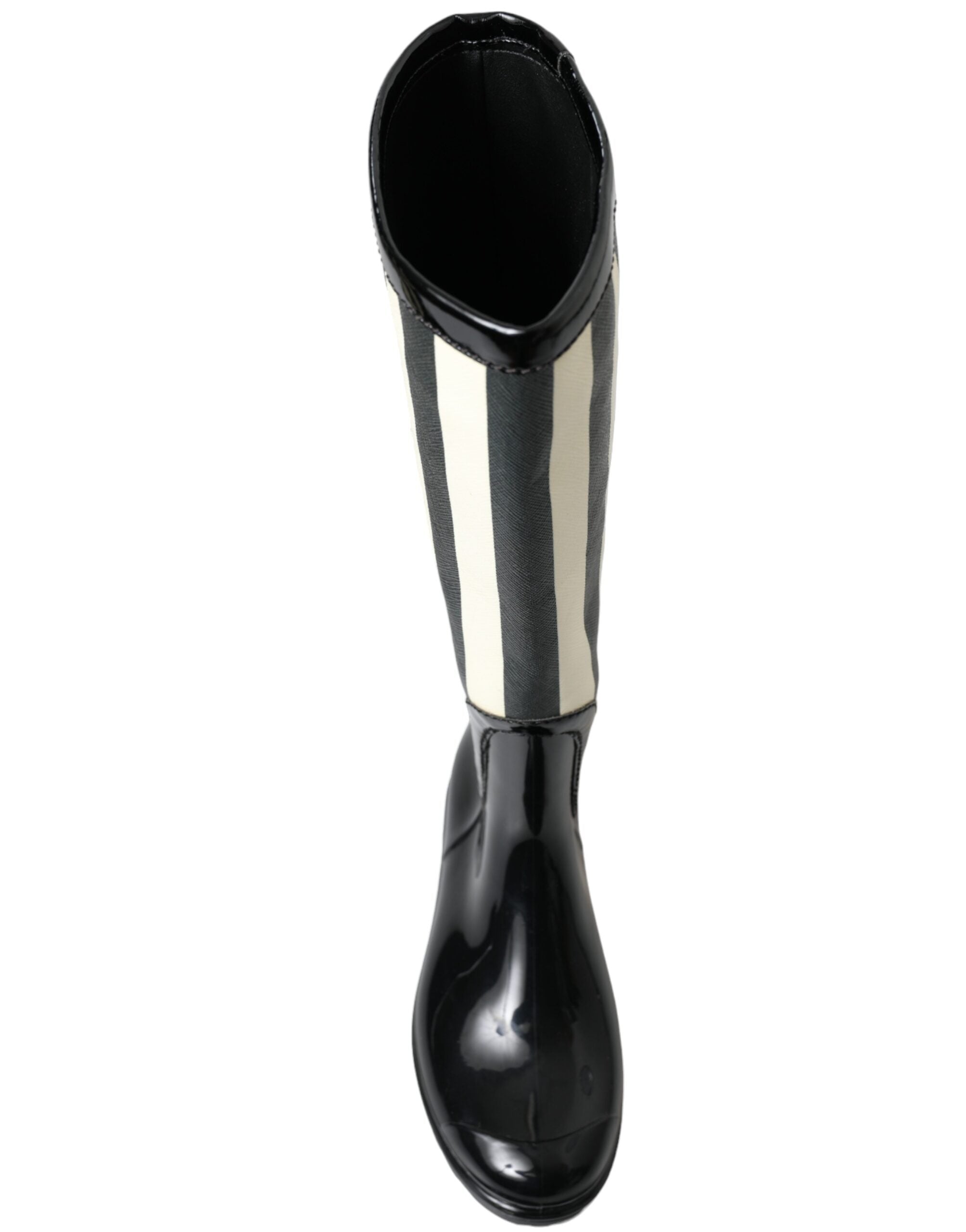 Dolce & Gabbana And Striped Knee High Black White Boots Glam Steals