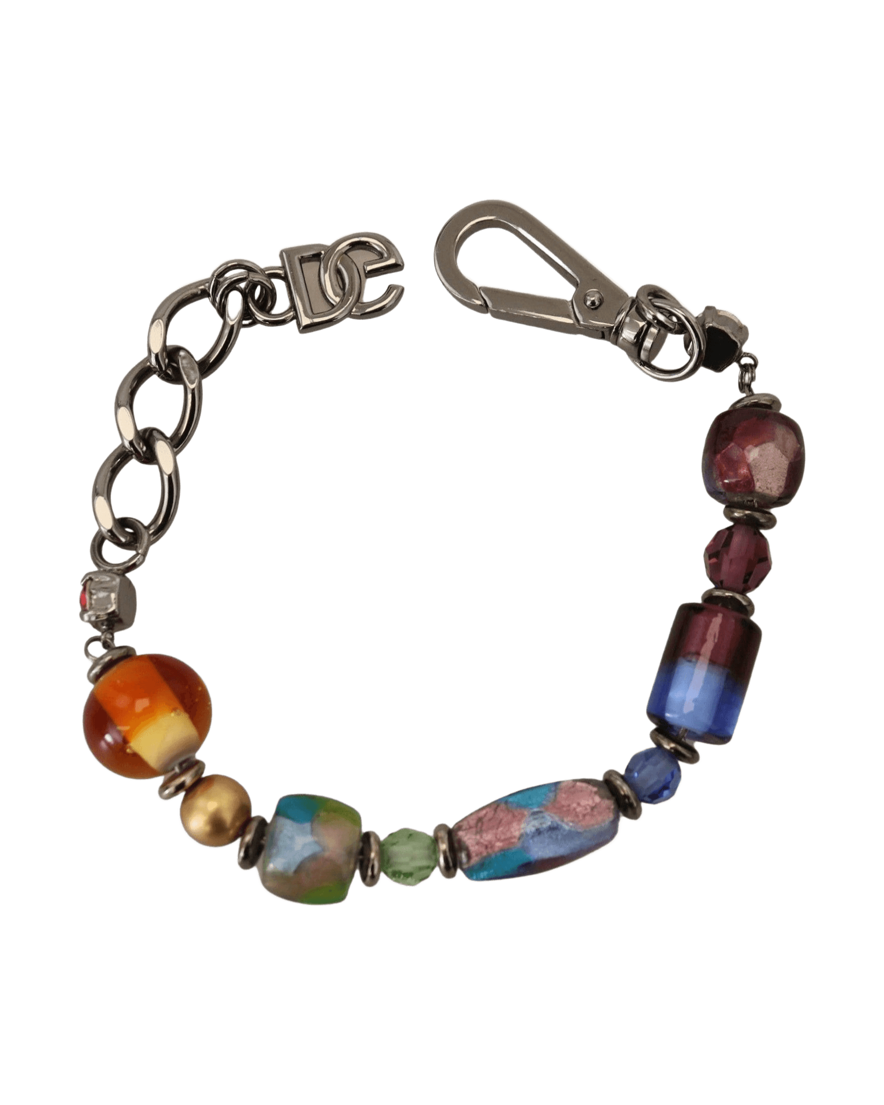 Dolce & Gabbana Beaded Chain Multicolor Silver Bracelet Glam Steals