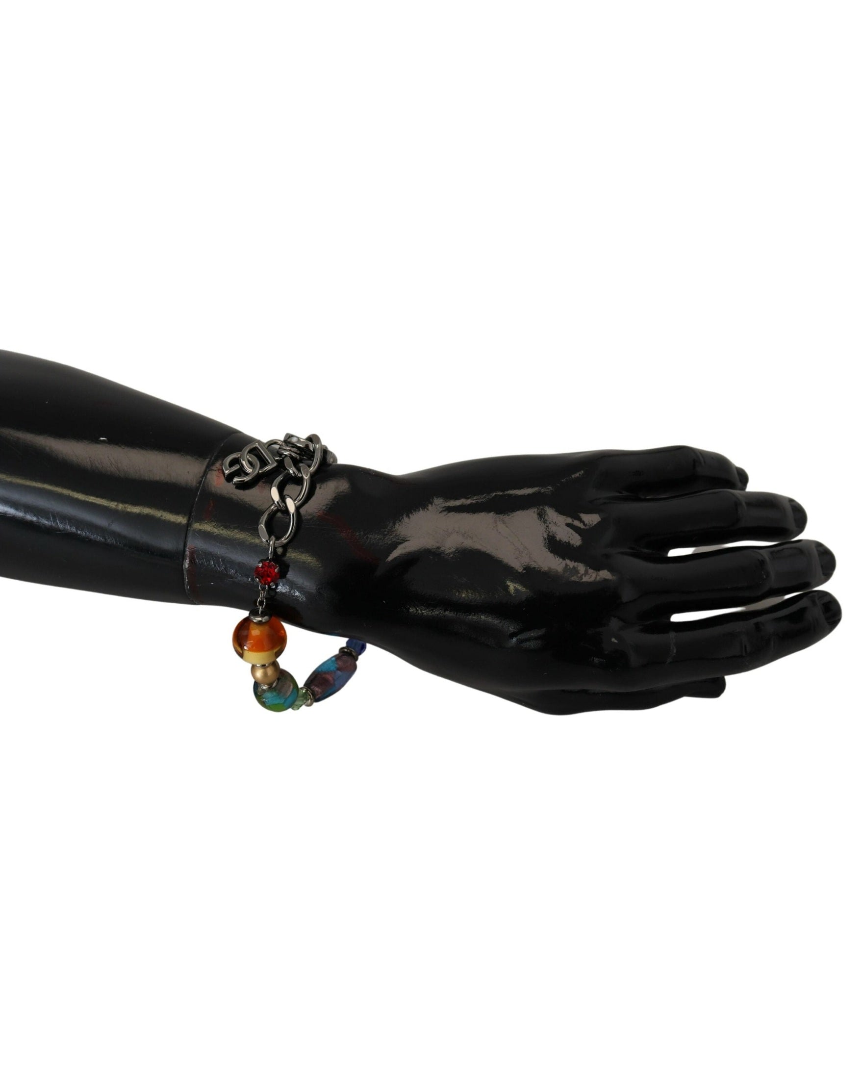 Dolce & Gabbana Beaded Chain Multicolor Silver Bracelet Glam Steals