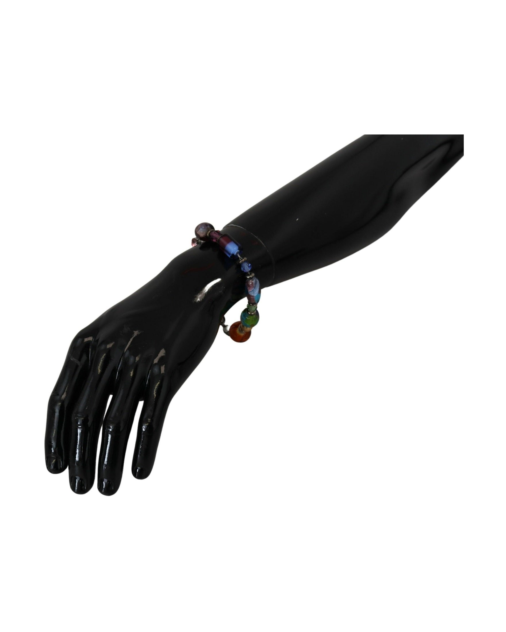 Dolce & Gabbana Beaded Chain Multicolor Silver Bracelet Glam Steals