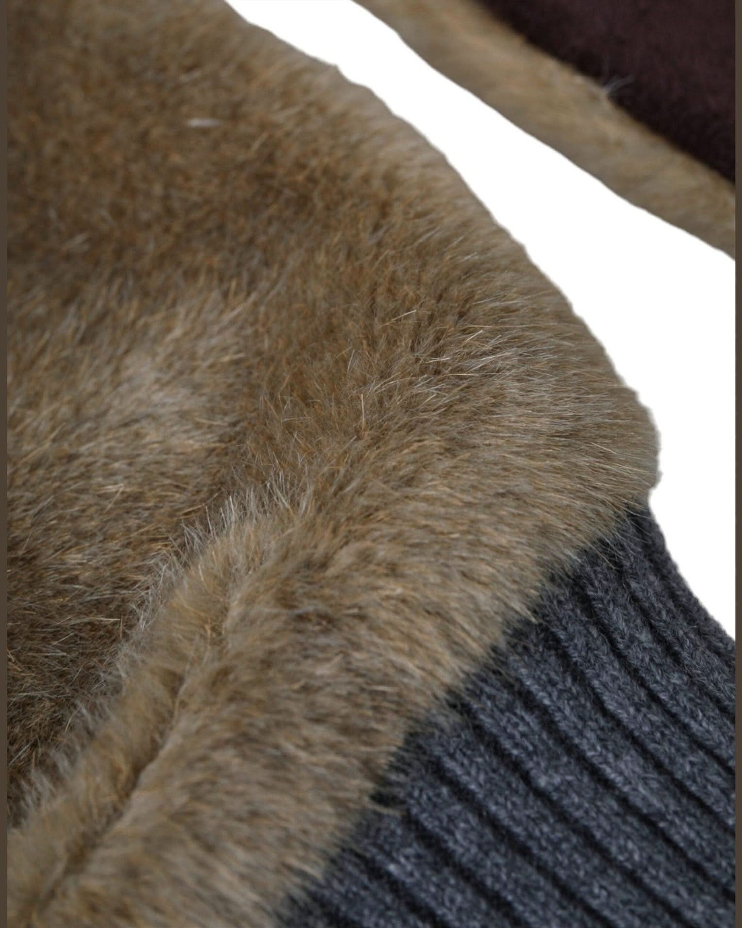 Dolce & Gabbana Beige Acrylic Knitted Fur Wrist Mitten Gloves Gloves & Mittens