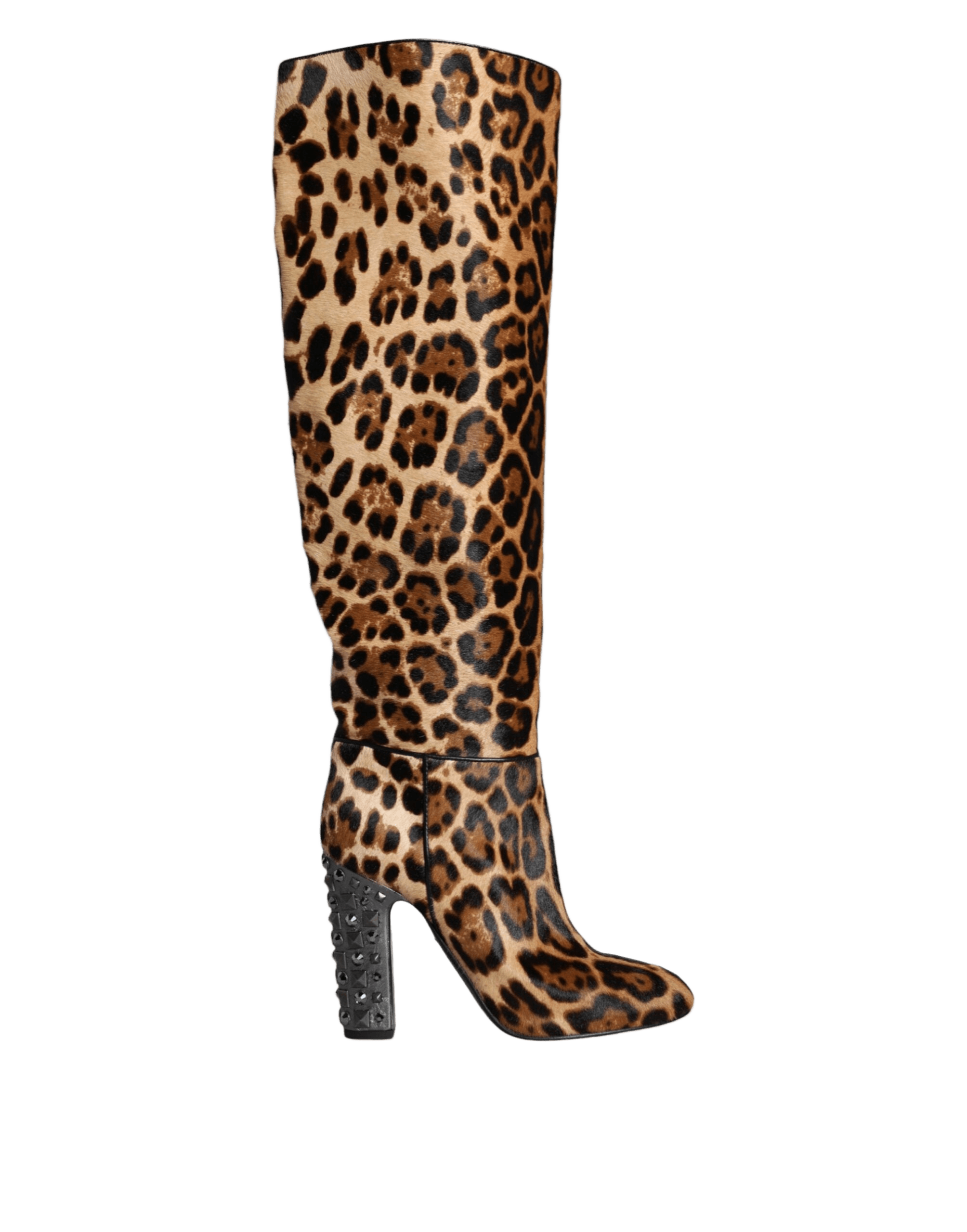 Dolce & Gabbana Beige Black Leopard Knee High Boots Shoes Glam Steals
