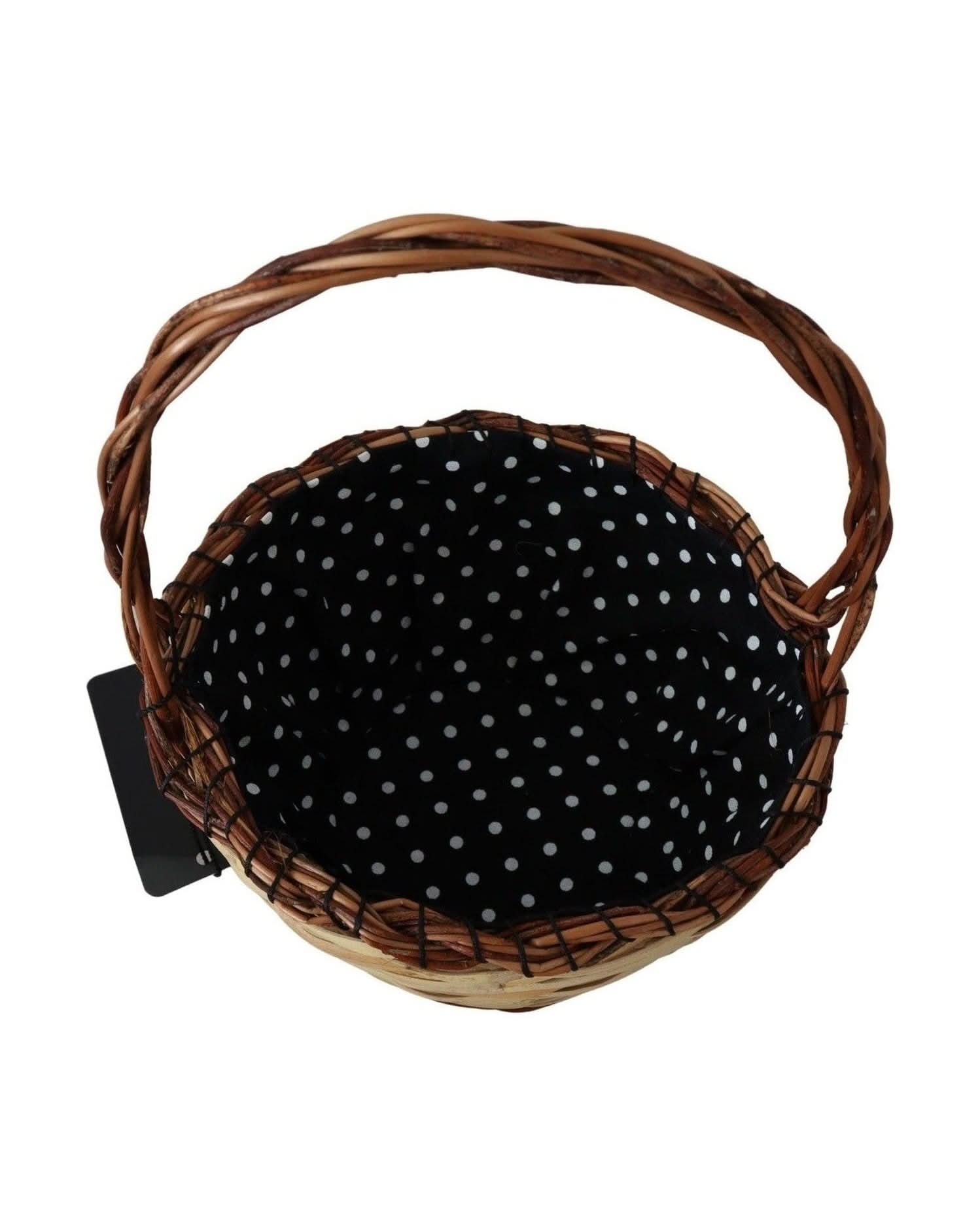 Dolce & Gabbana Beige Chic Wicker Basket Tote Bag Handbags