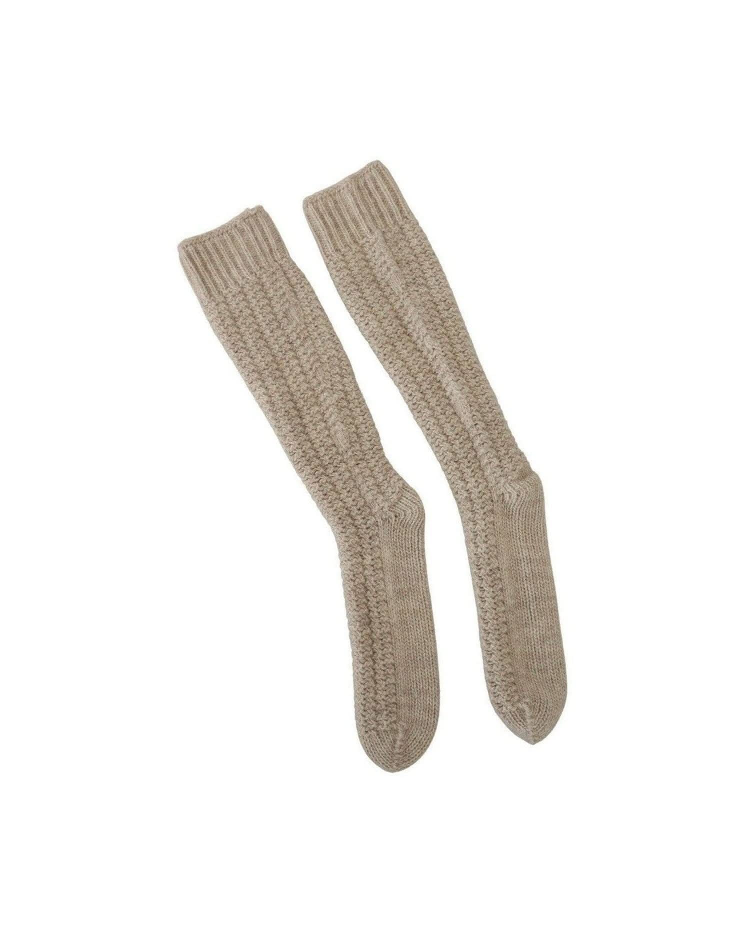 Dolce & Gabbana Beige Chic Wool Blend Over-The-Calf Socks Socks