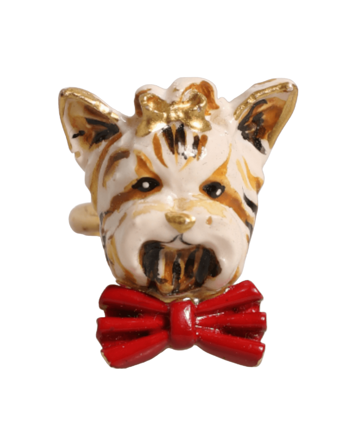 Dolce & Gabbana Beige Brass Resin Dog Pet Accessory Ring Rings