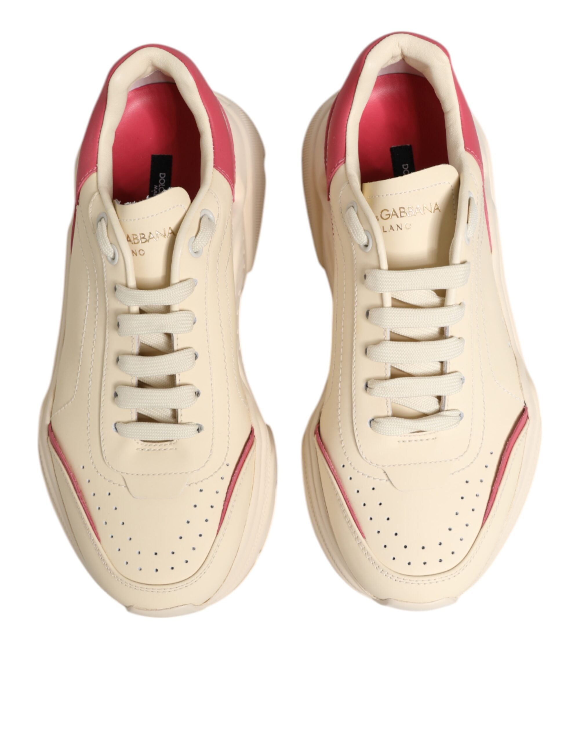 Dolce & Gabbana Beige Leather Daymaster Women Sneaker Shoes Glam Steals
