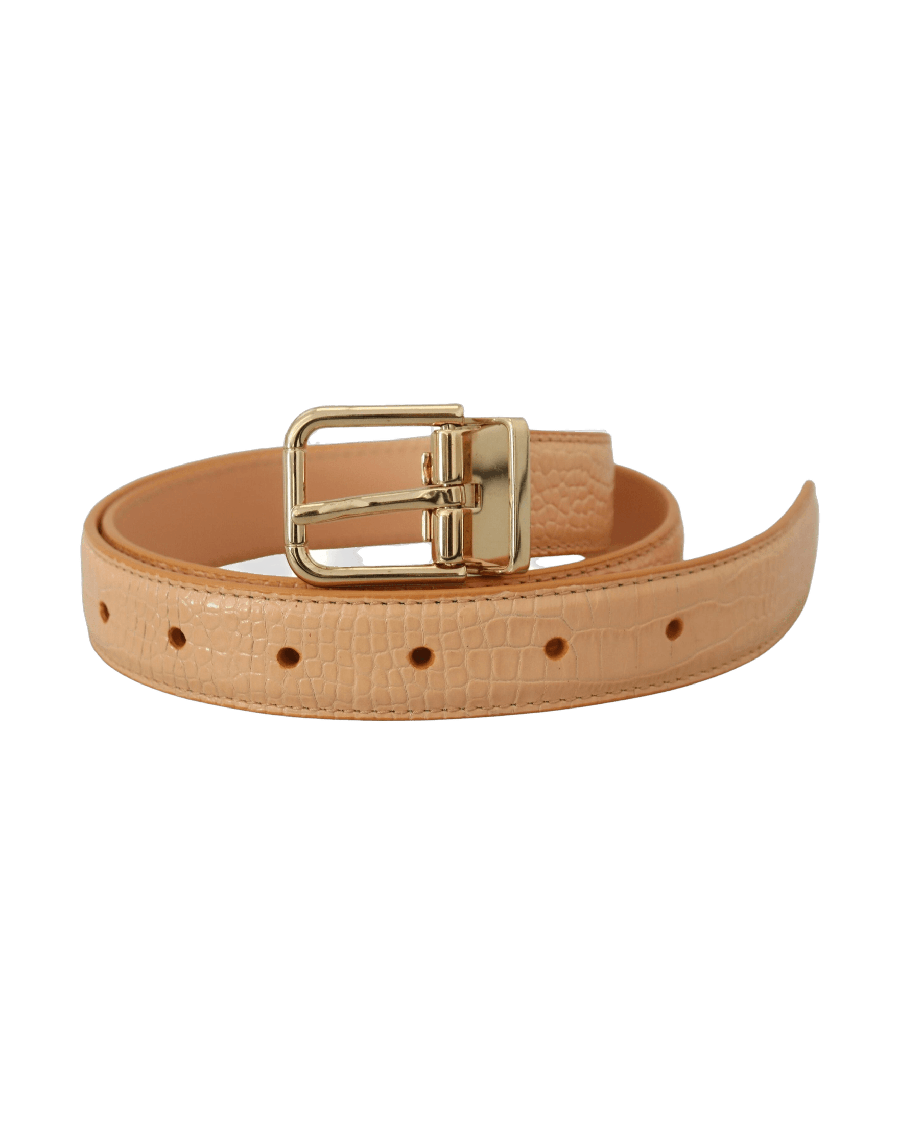 Dolce & Gabbana Beige Leather Exotic Metal Buckle Belt Belts