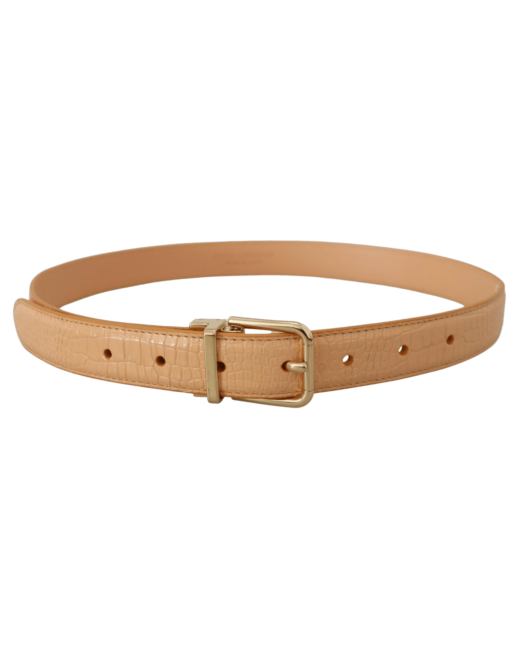 Dolce & Gabbana Beige Leather Exotic Metal Buckle Belt Belts