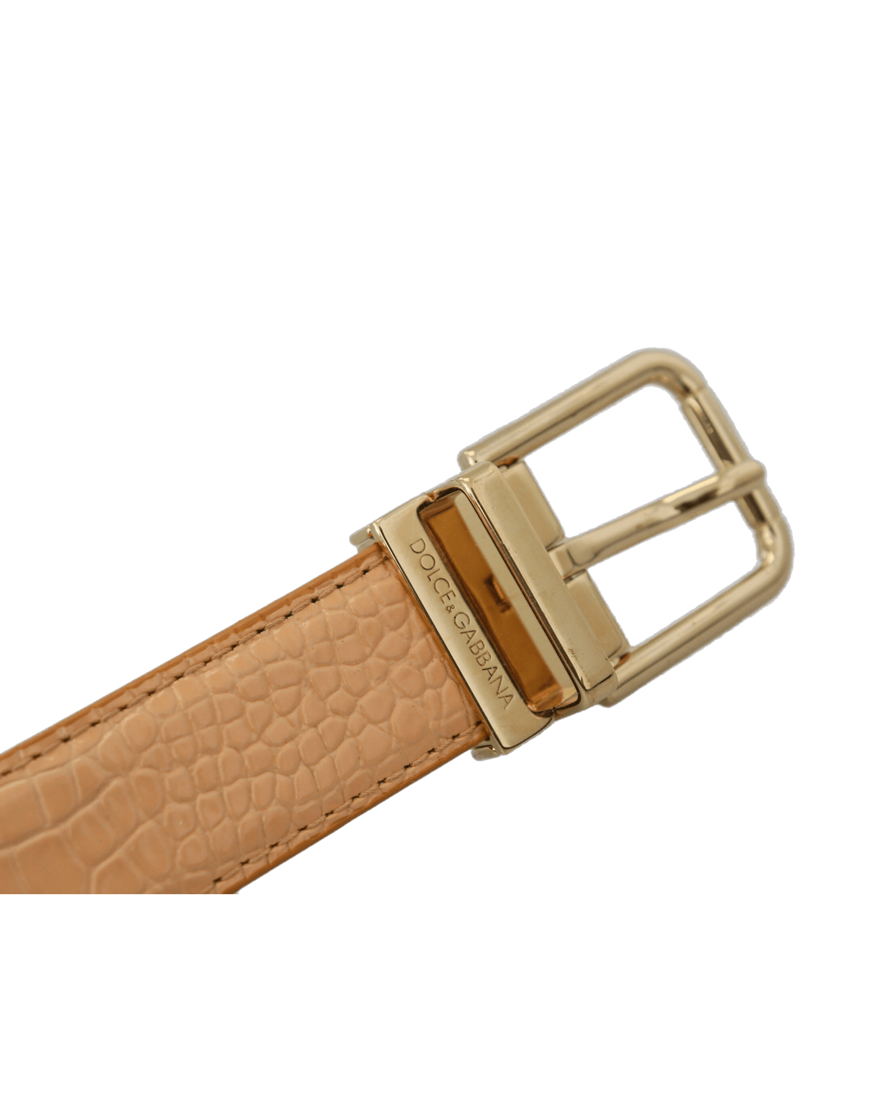 Dolce & Gabbana Beige Leather Exotic Metal Buckle Belt Belts