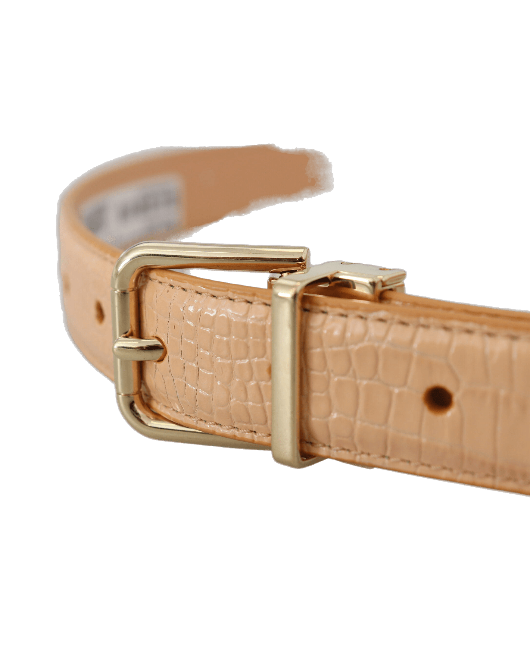 Dolce & Gabbana Beige Leather Exotic Metal Buckle Belt Belts