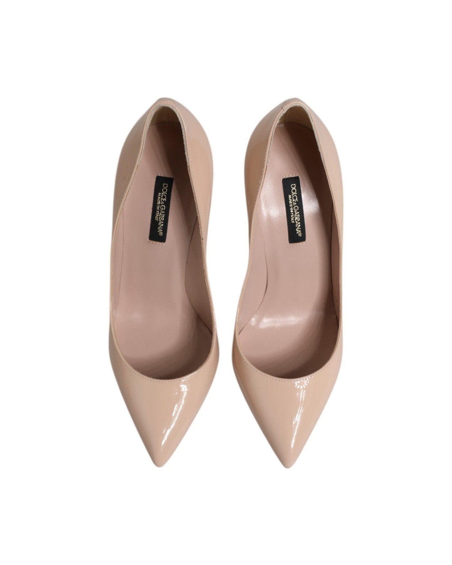 Dolce & Gabbana Beige Leather Patent Stiletto Heel Pumps Shoes Heels