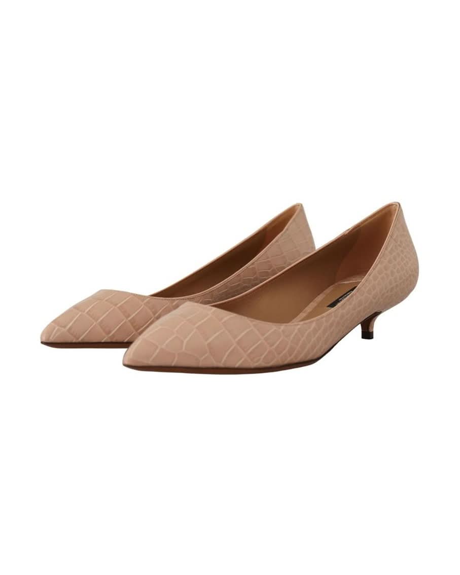 Dolce & Gabbana Beige Leather Platform Pumps Heels
