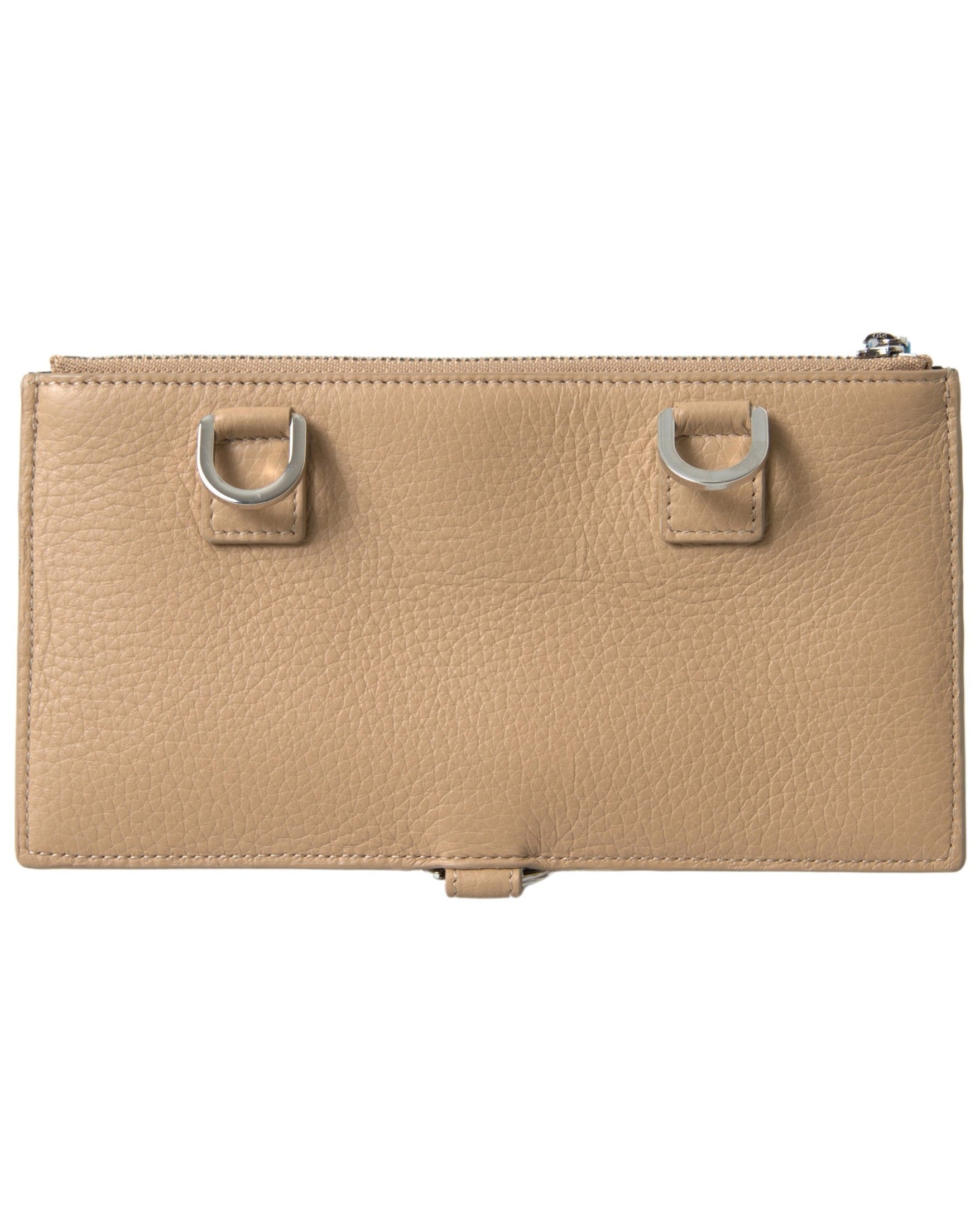 Dolce & Gabbana Beige Leather Shoulder Cardholder Strap Wallet Wallets