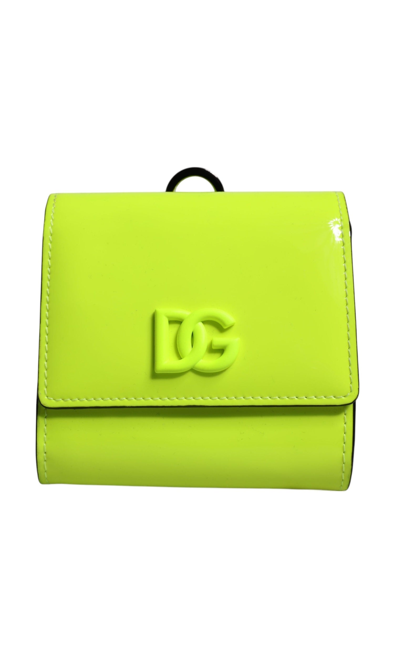 Dolce & Gabbana Bifold Dg Logo Neck Strap Cardholder Yellow Green Wallet Glam Steals