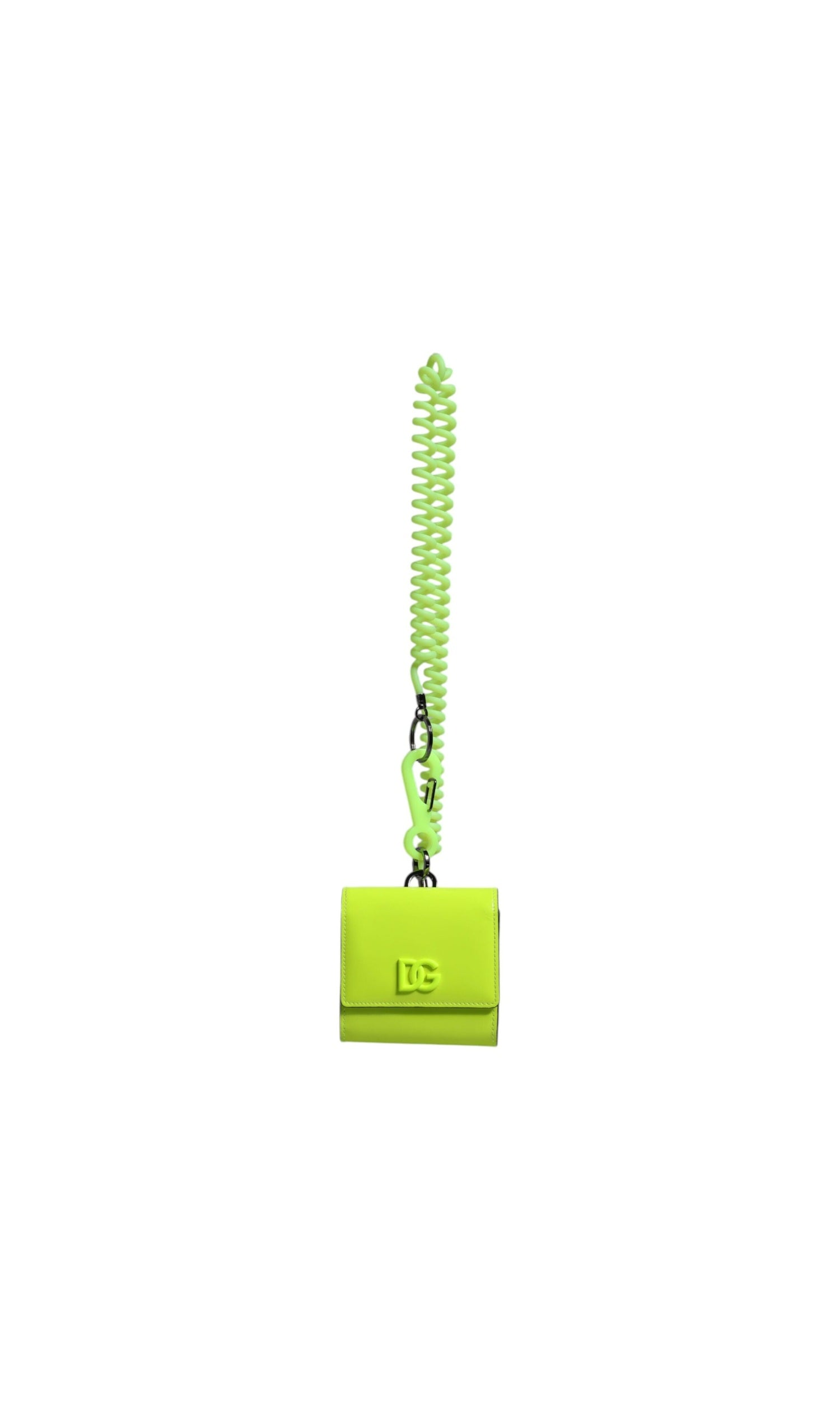 Dolce & Gabbana Bifold Dg Logo Neck Strap Cardholder Yellow Green Wallet Glam Steals