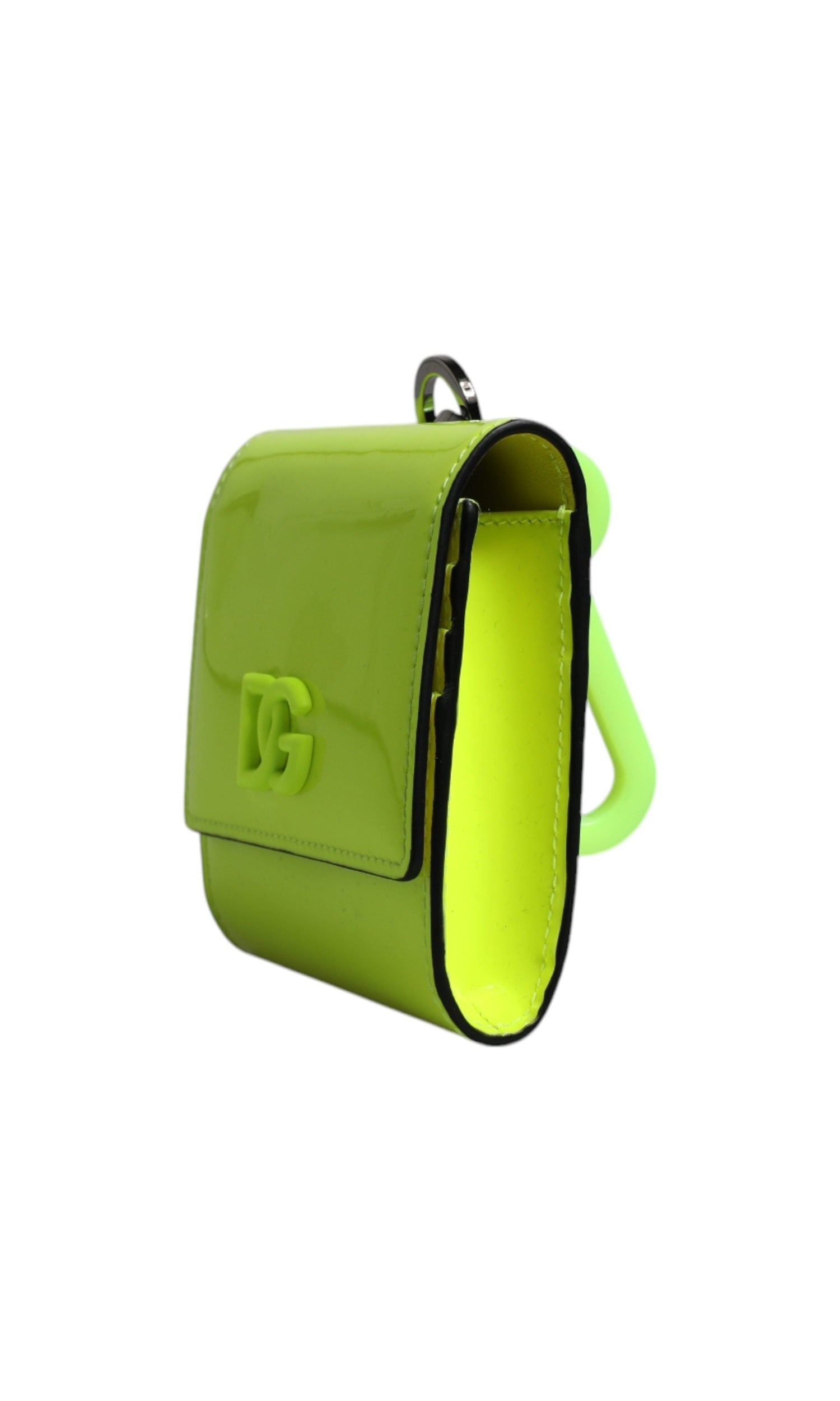 Dolce & Gabbana Bifold Dg Logo Neck Strap Cardholder Yellow Green Wallet Glam Steals