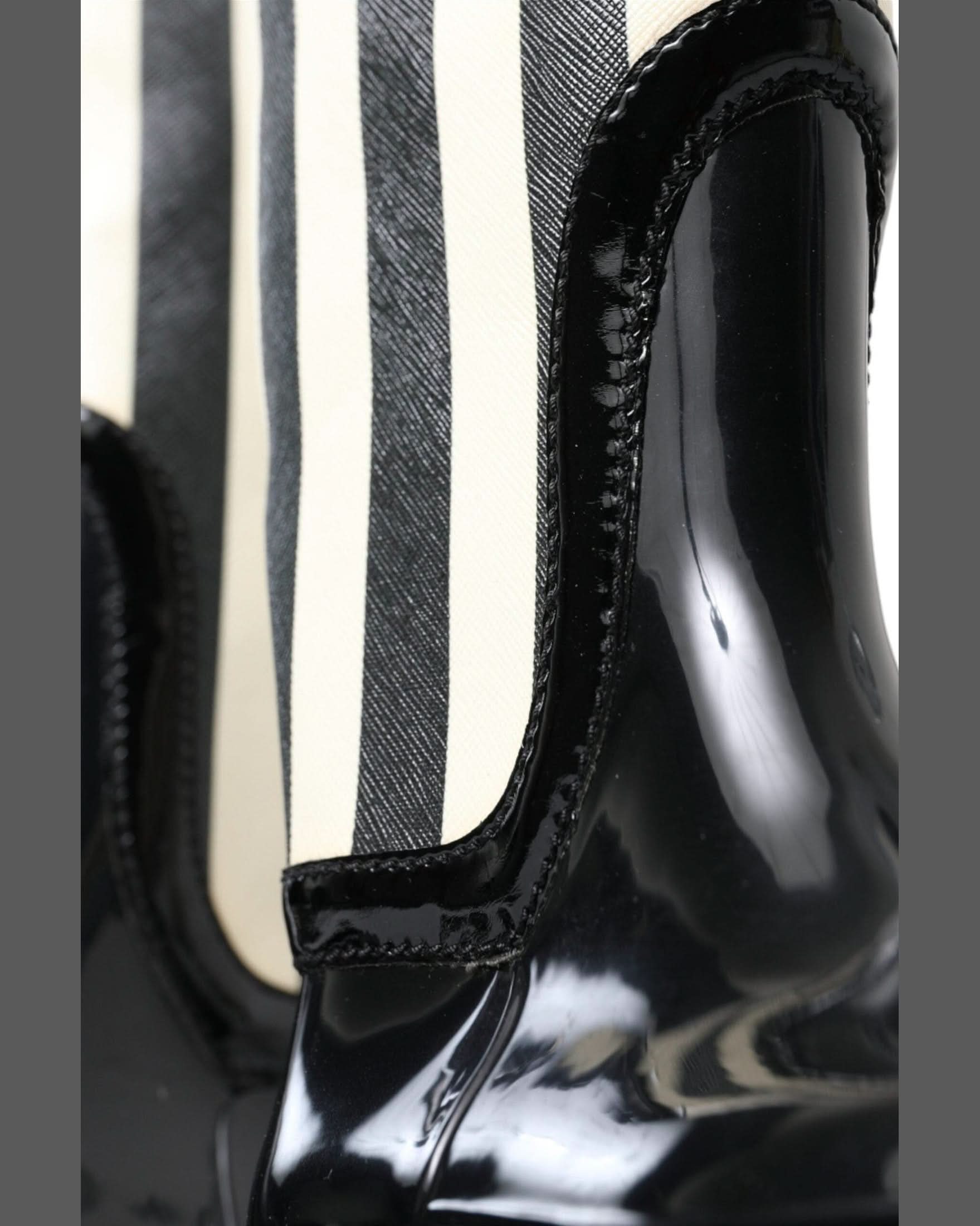 Dolce & Gabbana Black Striped Knee High Boots Boots