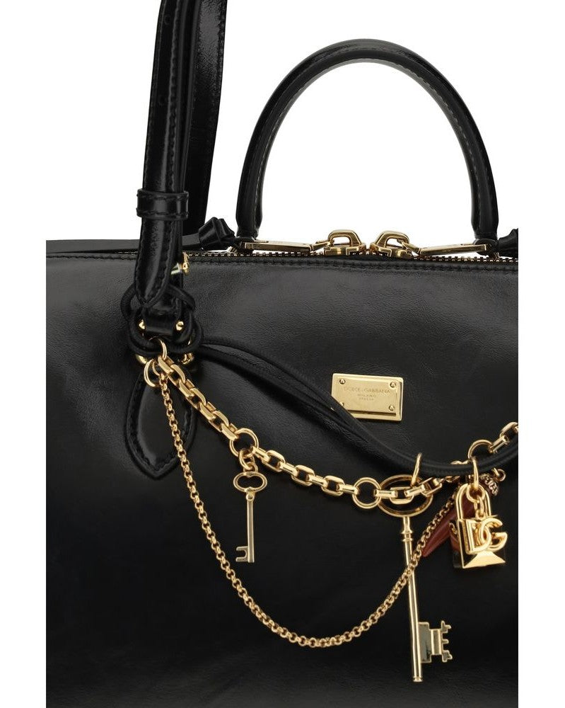 Dolce & Gabbana Black Calf Leather Bos Taurus Shoulder Bag Glam Steals