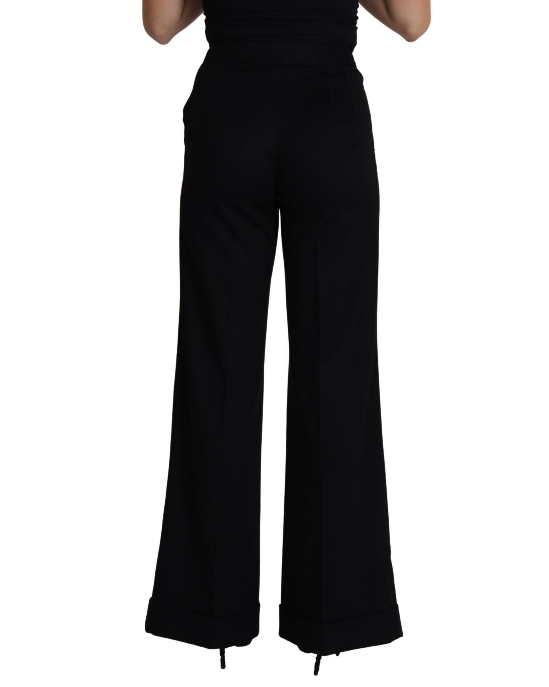 Dolce & Gabbana Black Cashmere Wide Leg Trouser Pant Trousers