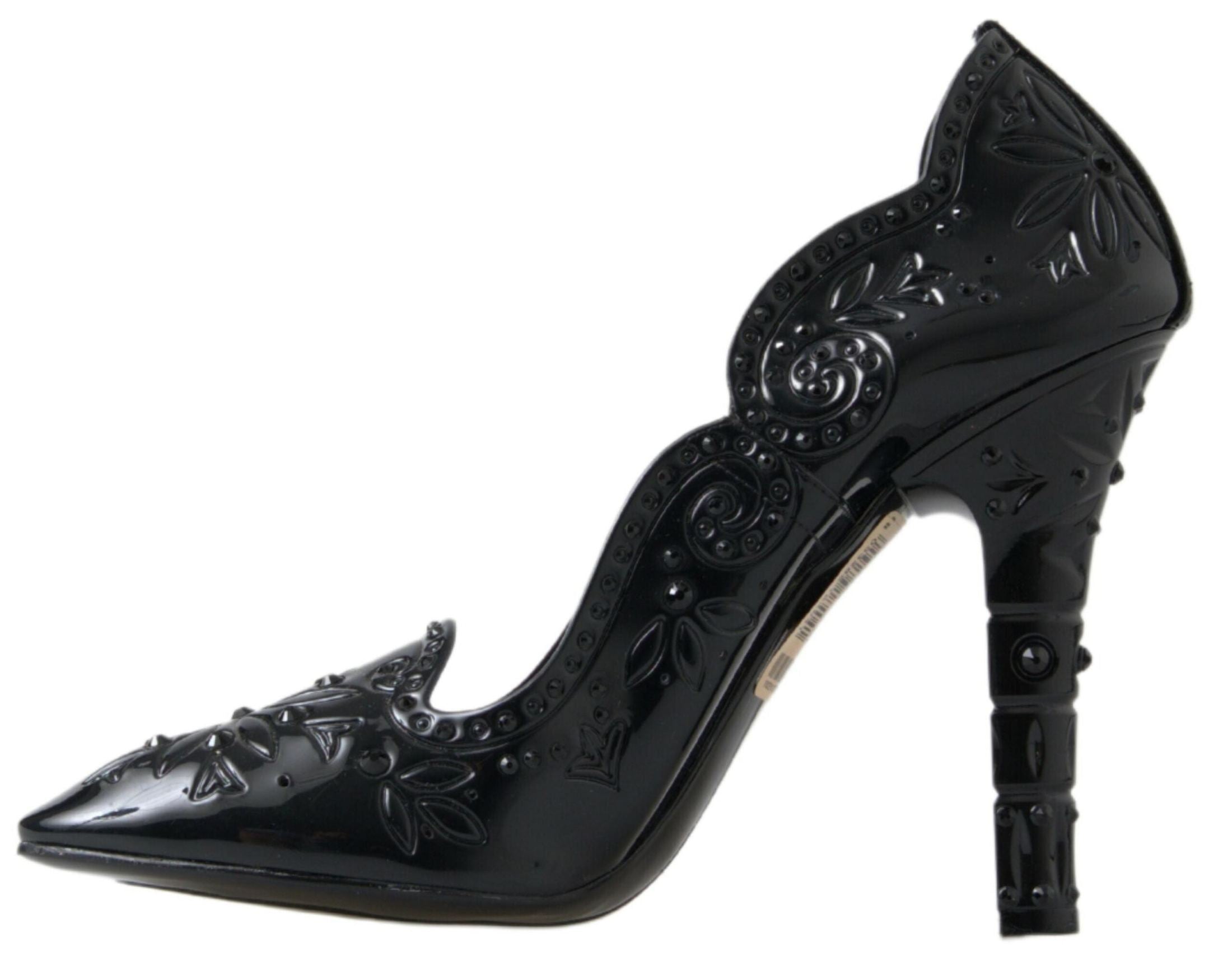 Dolce & Gabbana Black Cinderella Floral Crystal Heels Heels