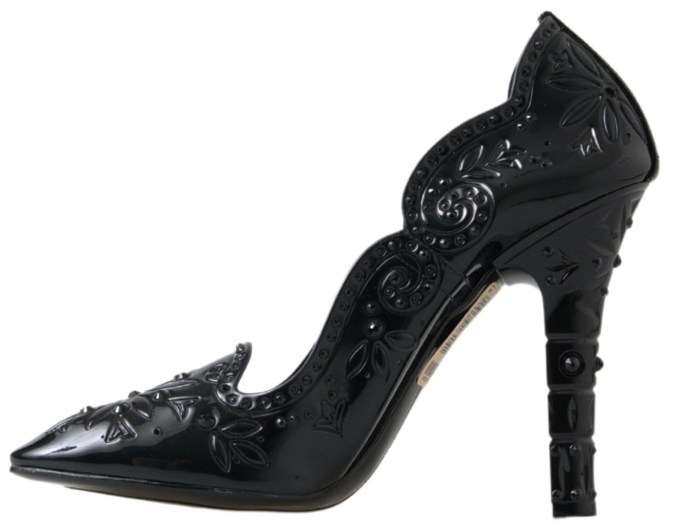 Dolce & Gabbana Black Cinderella Floral Crystal Heels Heels